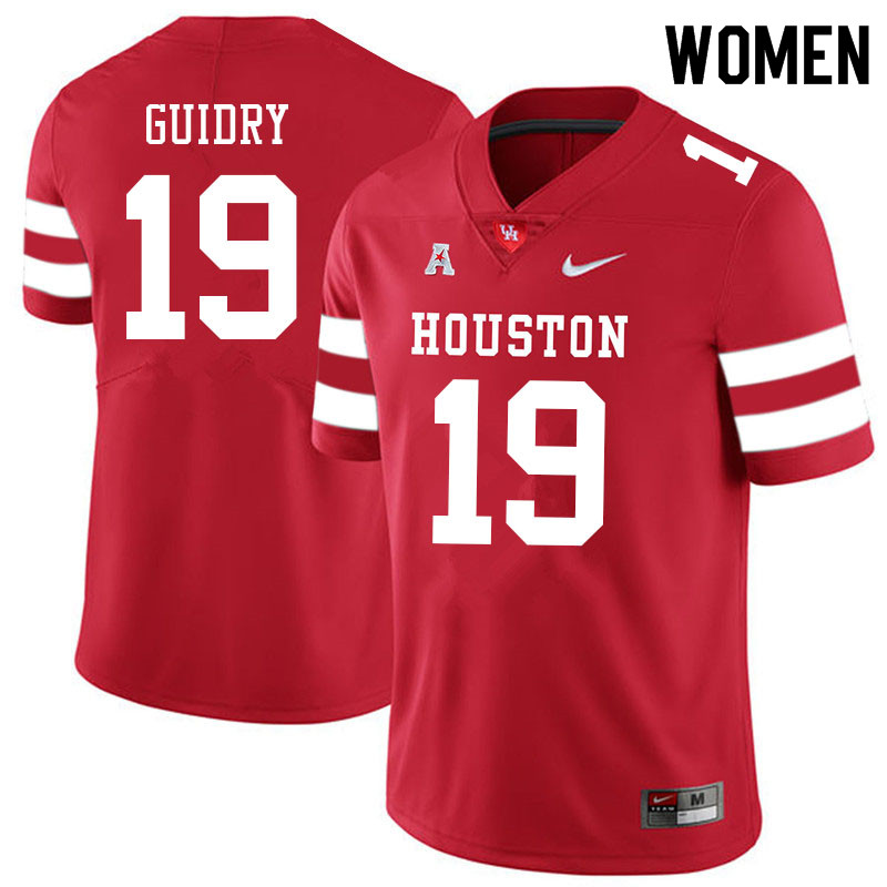 Women #19 C.J. Guidry Houston Cougars College Football Jerseys Sale-Red - Click Image to Close